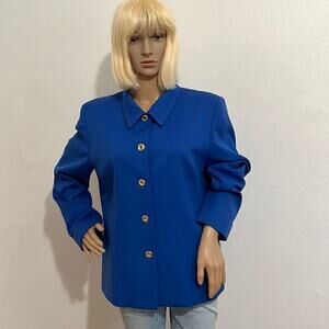 Vintage Pendleton Royal Blue 100% Virgin Wool Button Front Blazer Jacket. 14